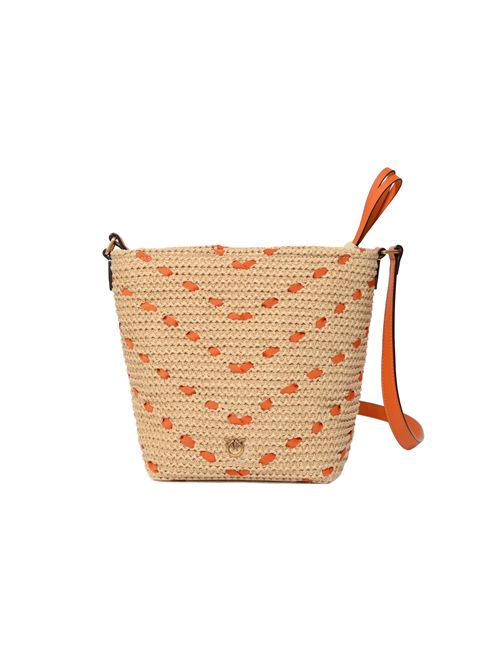 Borsa a tracolla piccola Bucket Mini in rafia con motivo chevron PINKO | 106835 A391HH9Q